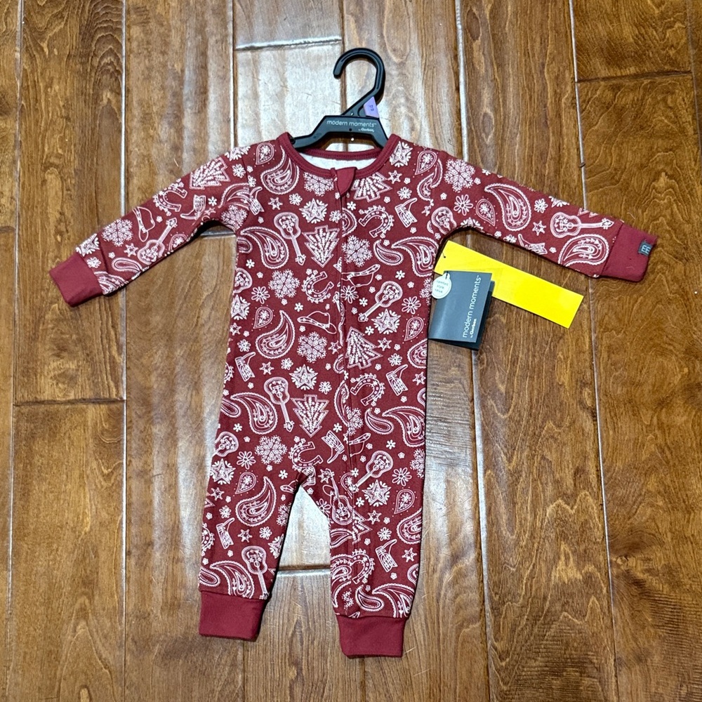 NWT Size 12 Months Modern Moments One Piece - Burgundy Paisley